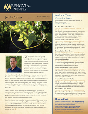 image: Benovia Winery Spring 2015 Newsletter Page Two