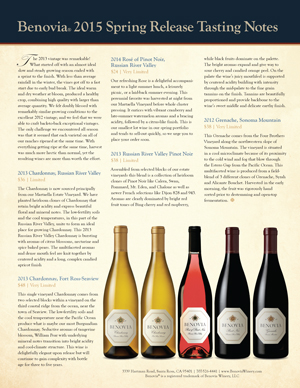 image: Benovia Winery Spring 2015 Newsletter Page Three
