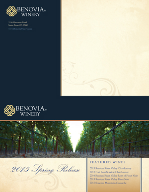 image: Benovia Winery Spring 2015 Newsletter Mailer Outside