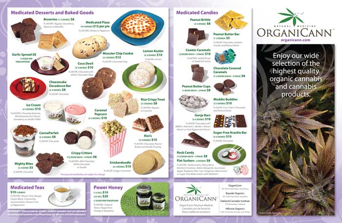 image: OrganiCann™ 2010 Medicinal Cannabis Quad-Fold Products Menu Outside