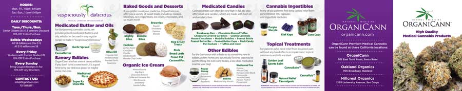 image: OrganiCann™ 2011 Medicinal Cannabis 7-Fold Products Mini-Menu Outside