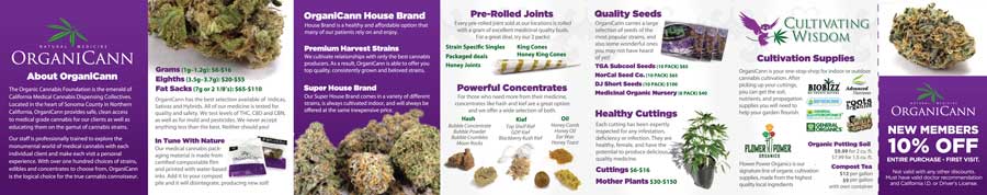 image: OrganiCann™ 2011 Medicinal Cannabis 7-Fold Products Mini-Menu Inside